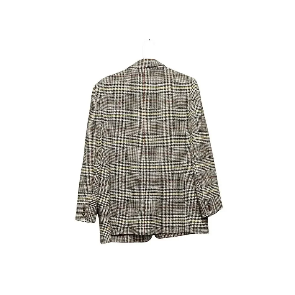 Charter Club 100 Wool Brown Plaid Blazer Prince of Wales Sz 10 Preppy‎ Academia